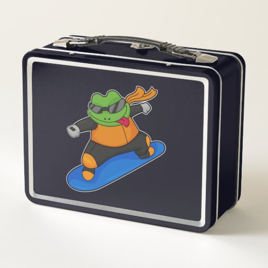 Lunch Box Grenouille en snowobarder avec snowboard (Dos)