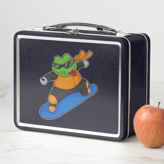 Lunch Box Grenouille en snowobarder avec snowboard (En situation)