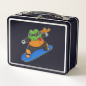 Lunch Box Grenouille en snowobarder avec snowboard (Devant)