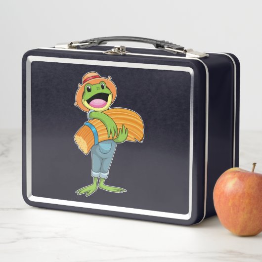 Lunch Box Grenouille en tant que fermier avec paille (En situation)
