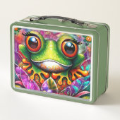 Lunch Box Grenouille Whimsical Peinture Abstraite Art Floral (Dos)