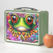 Lunch Box Grenouille Whimsical Peinture Abstraite Art Floral (En situation)