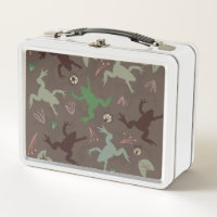 Grenouilles mignonnes et motif floral vert marron
