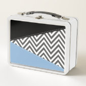 Lunch Box Gris Zigzag, Gris Chevron, Motif Zigzag, Bleu (Devant)