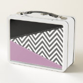 Lunch Box Gris Zigzag, Gris Chevron, Motif Zigzag, Violet (Dos)