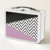 Lunch Box Gris Zigzag, Gris Chevron, Motif Zigzag, Violet (Devant)