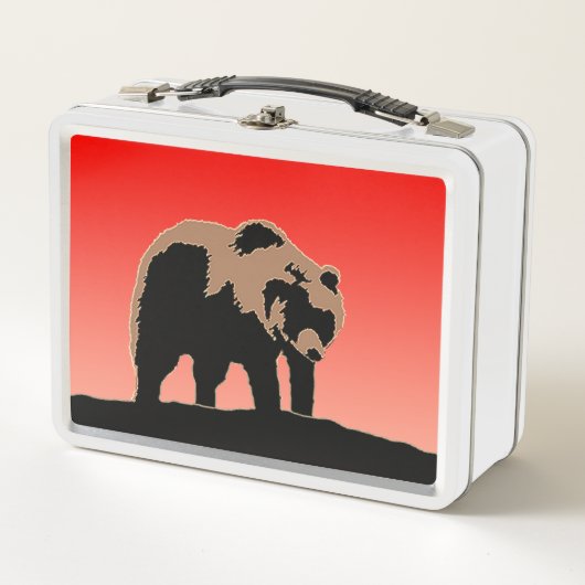 Lunch Box Grizzly Bear au coucher du soleil - Art original d (Devant)
