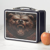 Lunch Box Grizzly de fer : puissance sculptée en cuir (En situation)