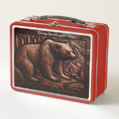 Lunch Box Grizzly en cuir incorporé : Esprit sauvage (Devant)
