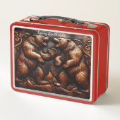 Lunch Box Grizzly en cuir sculpté en mouvement de force (Dos)