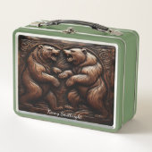 Lunch Box Grizzly féroce en cuir (Devant)