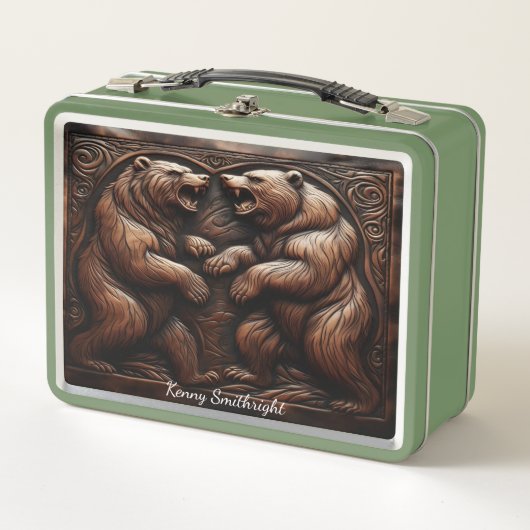 Lunch Box Grizzly féroce en cuir (Devant)