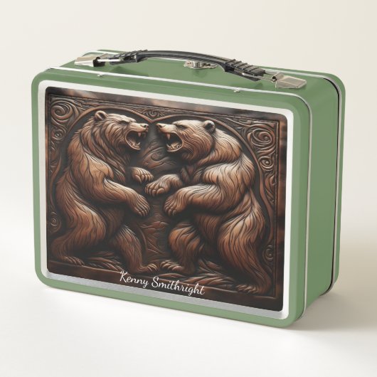 Lunch Box Grizzly féroce en cuir (Dos)
