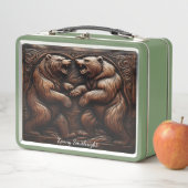 Lunch Box Grizzly féroce en cuir (En situation)