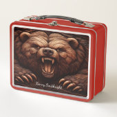 Lunch Box Grizzly sauvage en Emboss en cuir (Devant)
