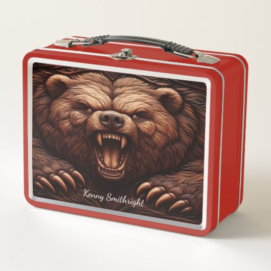 Lunch Box Grizzly sauvage en Emboss en cuir (Devant)