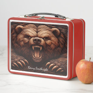 Lunch Box Grizzly sauvage en Emboss en cuir