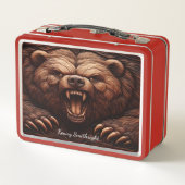 Lunch Box Grizzly sauvage en Emboss en cuir (Dos)