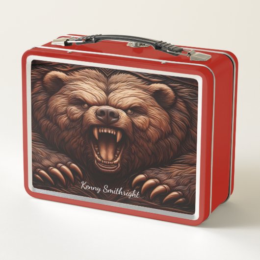 Lunch Box Grizzly sauvage en Emboss en cuir (Dos)