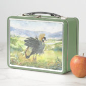 Lunch Box Grue Gris Peint À La Main (En situation)