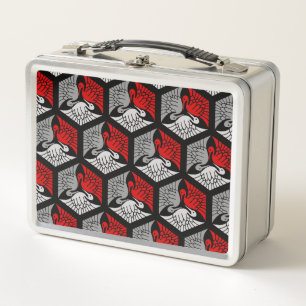 Lunch Box Grues japonaises, rouge, gris / gris / noir