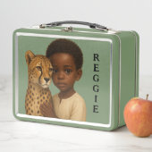 Lunch Box Guépard et garçon : lien du sauvage et de l'innoce (En situation)