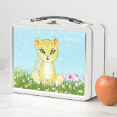 Lunch Box Guépard léopard mignon et heureux et fleurs (En situation)