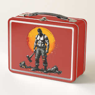 Lunch Box guerrier barbare médiéval imaginaire métallique Lu