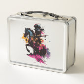 Lunch Box Guerrier équitation cheval en aquarelle (Dos)
