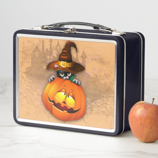 Lunch Box Halloween Cute Kitty Witch et ami Citrouille (En situation)