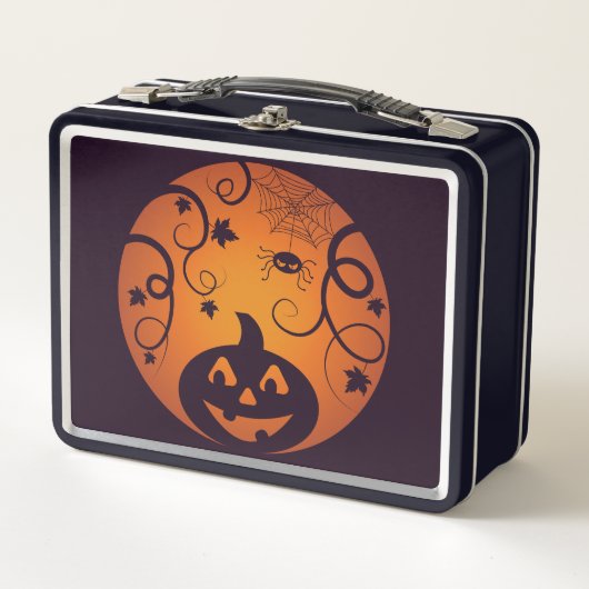 Lunch Box Halloween Jack-o'-lantern citrouille visage et ara (Devant)