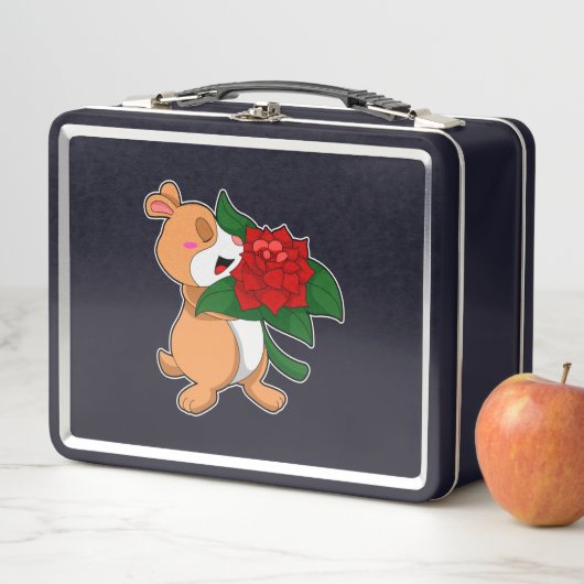 Lunch Box Hamster with Flower Rose (En situation)