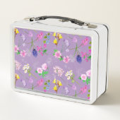 Lunch Box Hand-painted watercolour flowers on a pastel lilac (Dos)