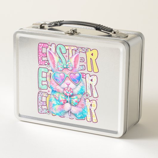 Lunch Box Happy Easter Bunny Coquette Bow Preppy Easter Day  (Devant)