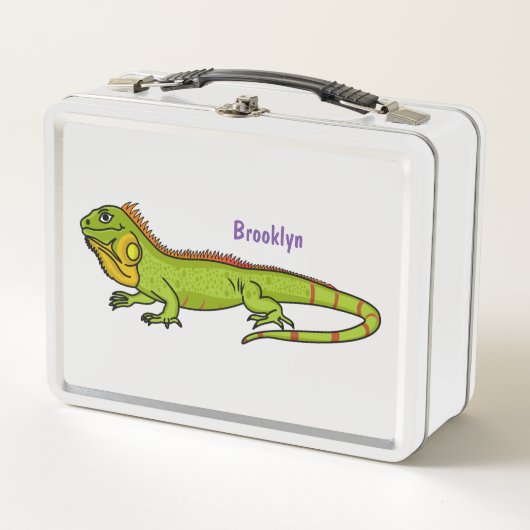 Lunch Box Happy green iguana cartoon (Devant)