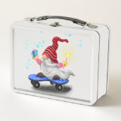 Lunch Box Happy Skater Gnome avec des cadeaux et Sparkler - (Devant)
