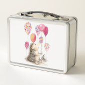 Lunch Box Hérisson avec ballons roses (Dos)