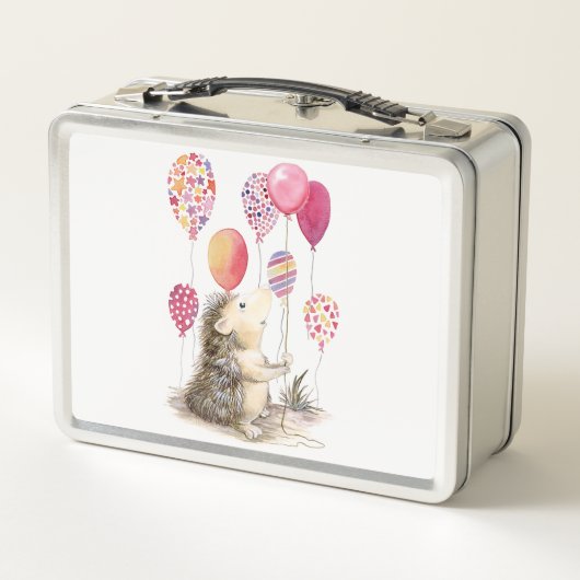 Lunch Box Hérisson avec ballons roses (Dos)