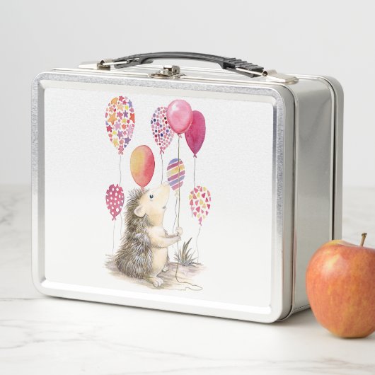 Lunch Box Hérisson avec ballons roses (En situation)