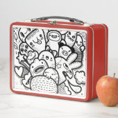 Lunch Box HEUREUX MONSTER ROUGE NOM PERSONNALISÉ Boîte à lun (En situation)