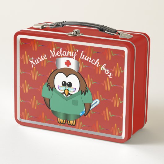 Lunch Box hibou d'infirmière - panier-repas en métal (Devant)