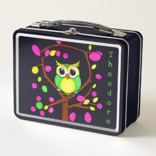 Lunch Box Hibou heureux dans un arbre multicolore