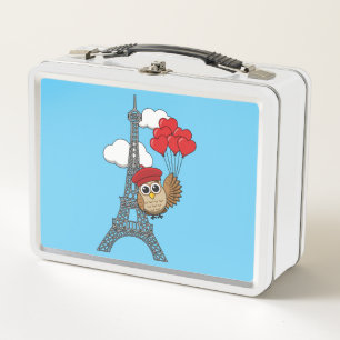 Lunch Box Hibou volant avec des ballons de coeur à Paris