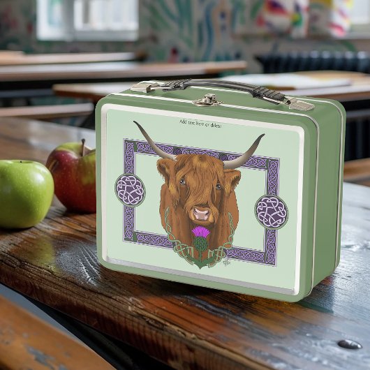Lunch Box Highland Scottish Vache Purple Celple Knot Work