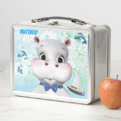 Lunch Box Hippo Blue Fish Kids (En situation)