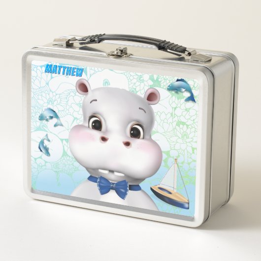 Lunch Box Hippo Blue Fish Kids (Devant)