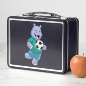 Lunch Box Hippo comme joueur de football avec Soccer (En situation)
