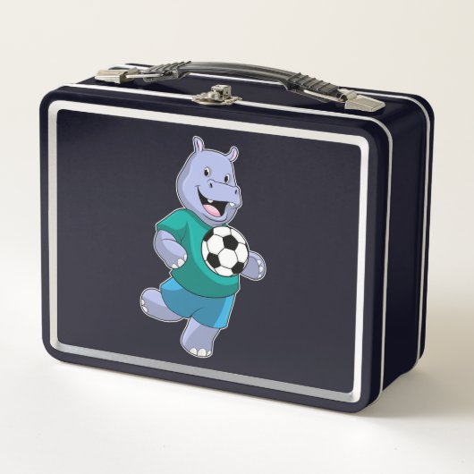 Lunch Box Hippo comme joueur de football avec Soccer (Devant)