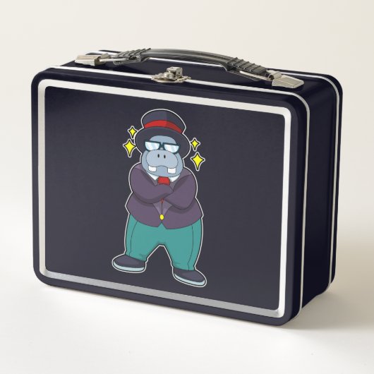 Lunch Box Hippo comme marié avec costume.PNG (Devant)
