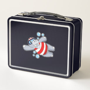 Lunch Box Hippo comme Plongeur avec lunettes de natation